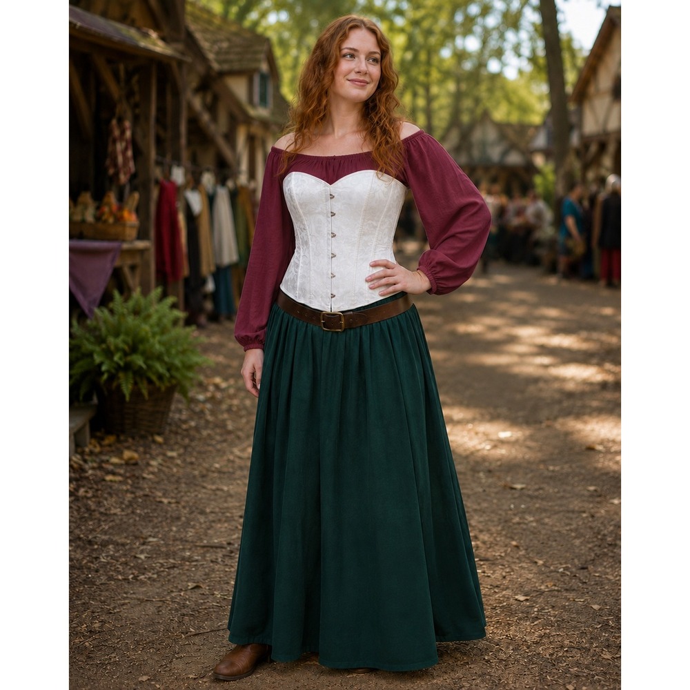 Womens White Brocade Corset XL Top Ren Faire Cosplay Bridal Costume Concert